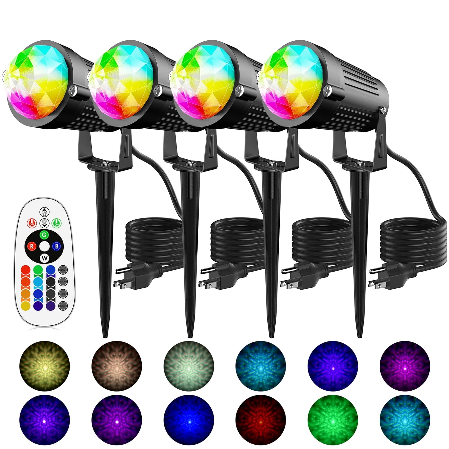 12W LED Halloween Colorful Changing Waterproof Spotlights with Remote Control for Yard TA-12WCD16S-4