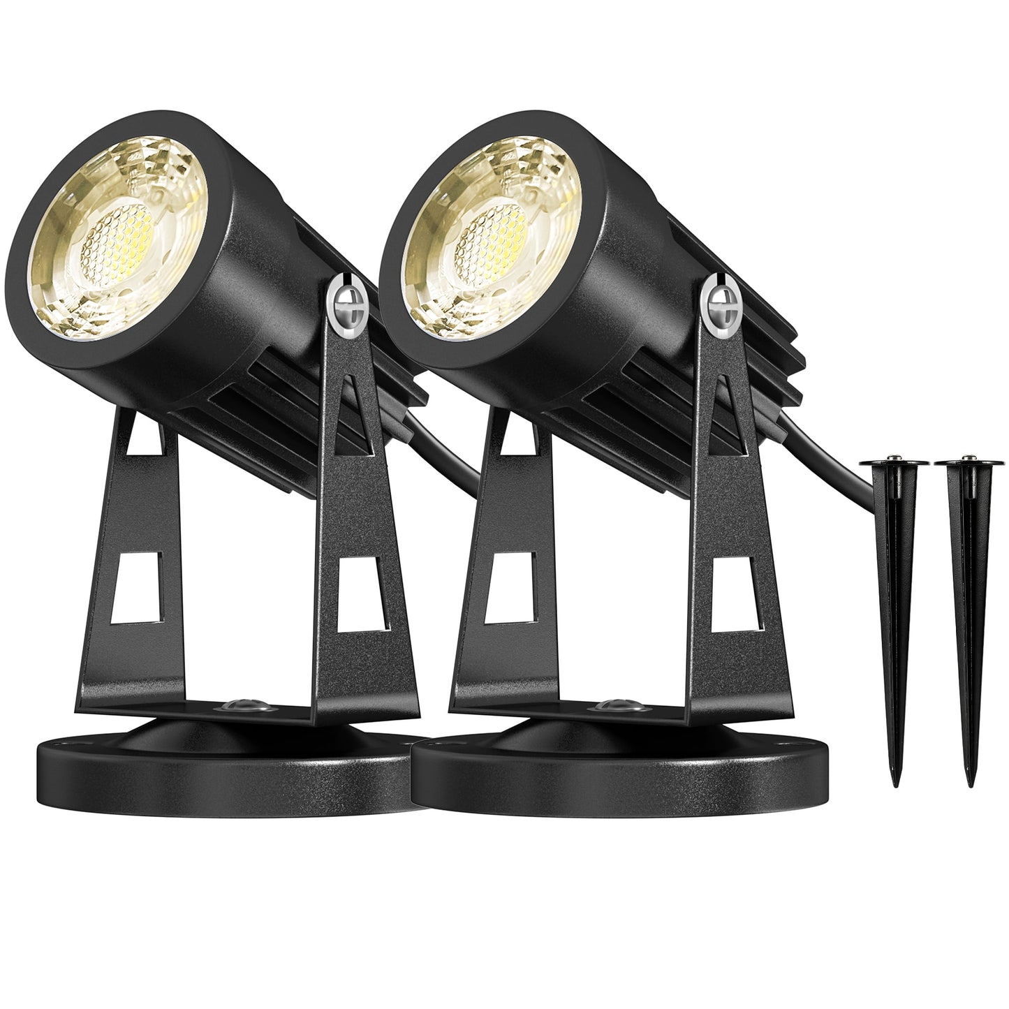 2 Pack 3W LED Indoor Uplighting, 3000K Warm White Floor Spotlights with Foot Switch, 5.9 FT Cord
