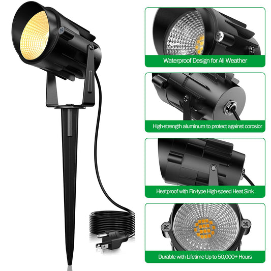 2 Pack 12W RGB Outdoor LED Spotlights, Color-Changing Landscape Lights with Remote, 120V Waterproof