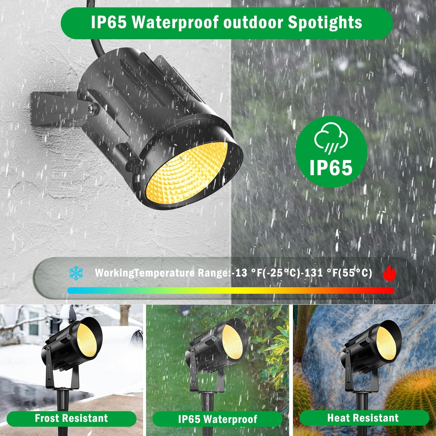 2 Pack 12W RGB Outdoor LED Spotlights, Color-Changing Landscape Lights with Remote, 120V Waterproof