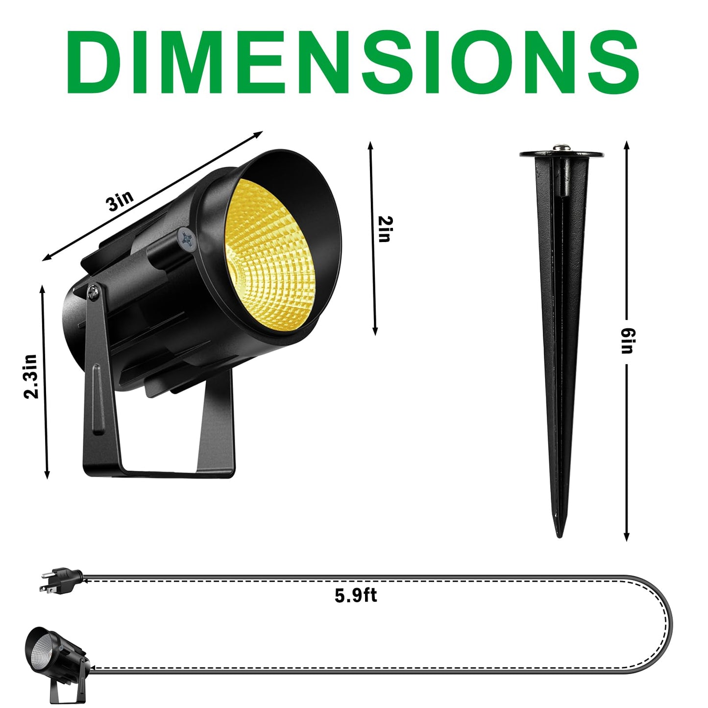 2 Pack 12W RGB Outdoor LED Spotlights, Color-Changing Landscape Lights with Remote, 120V Waterproof