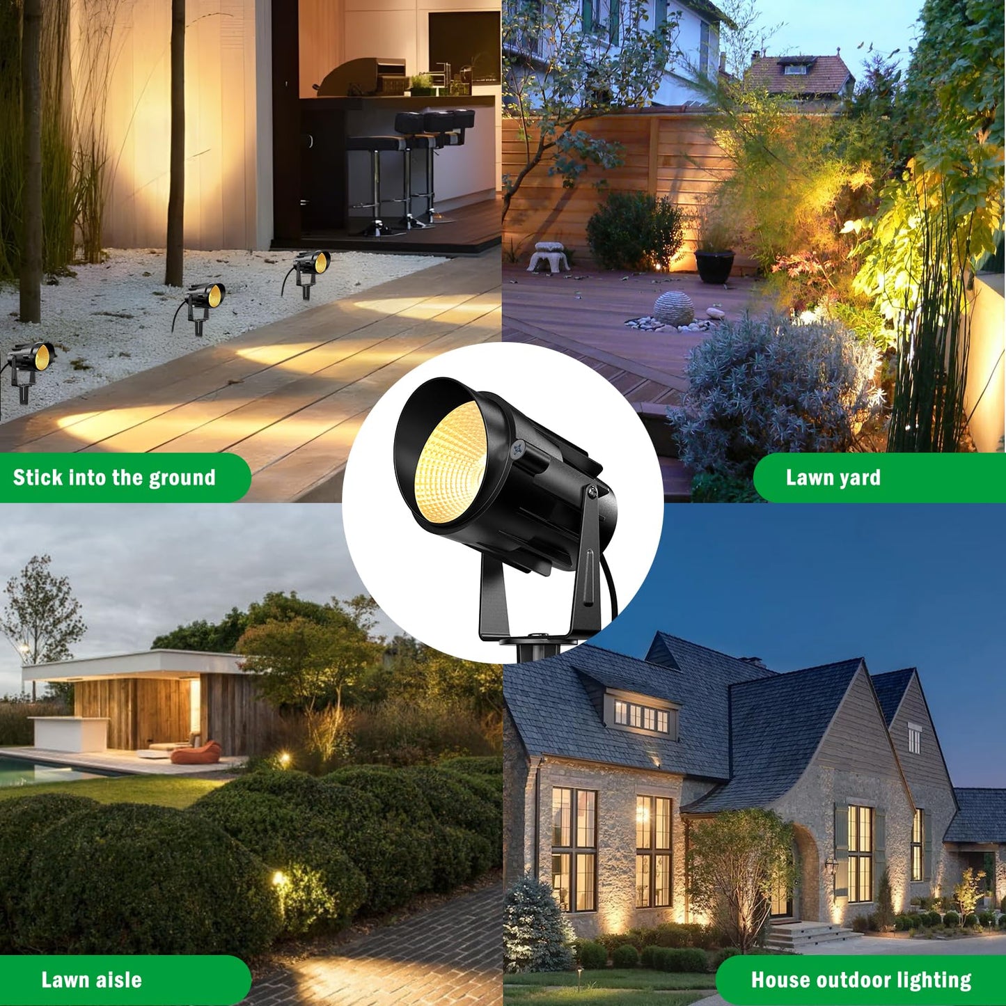 2 Pack 12W RGB Outdoor LED Spotlights, Color-Changing Landscape Lights with Remote, 120V Waterproof