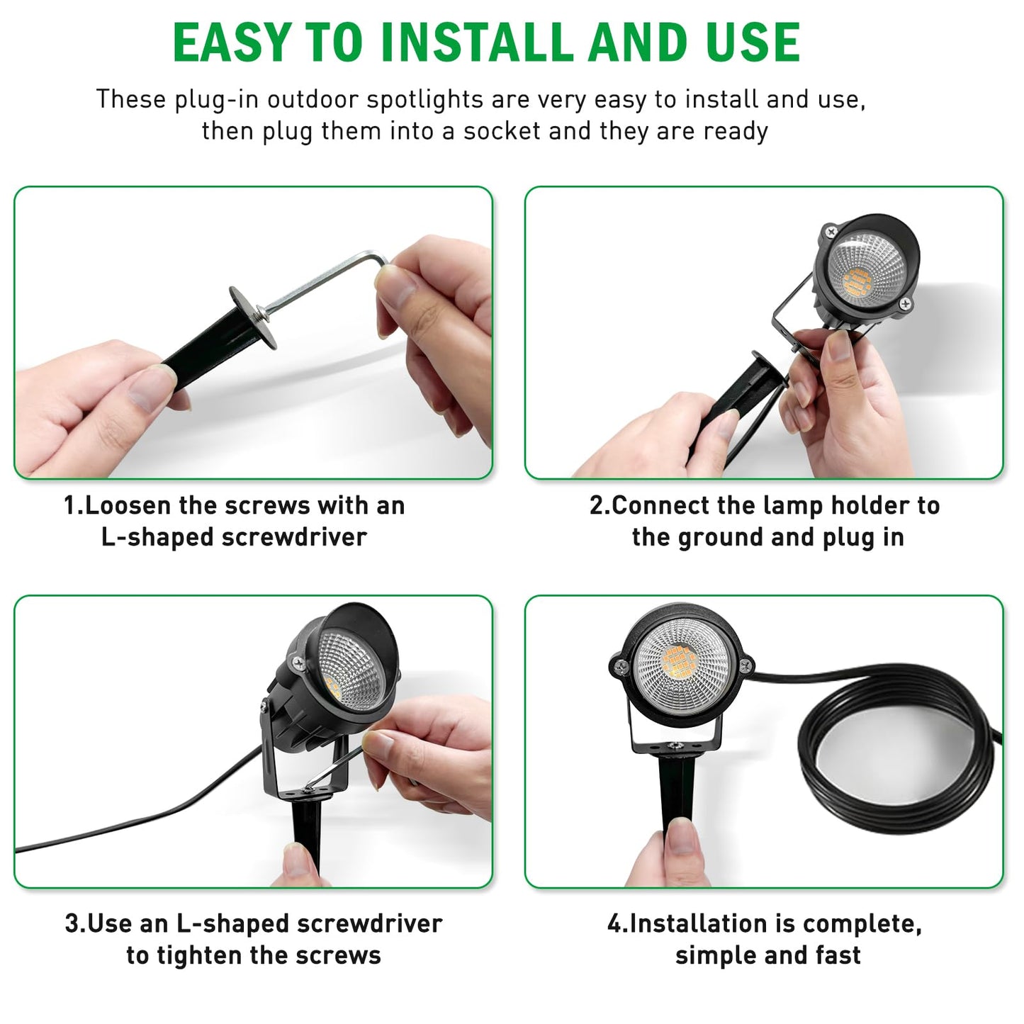 2 Pack 12W RGB Outdoor LED Spotlights, Color-Changing Landscape Lights with Remote, 120V Waterproof
