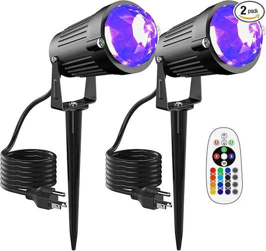 2700K LED Sigle light Changing Waterproof Spotlights with Remote Control for Yard 2pcs